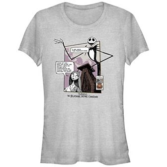 Disney's The Nightmare Before Christmas Jack Skellington & Sally Look At Him Juniors' Fitted Graphic Tee