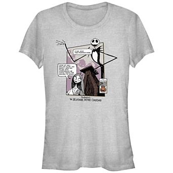 Disney's The Nightmare Before Christmas Jack Skellington & Sally Look At Him Juniors' Fitted Graphic Tee
