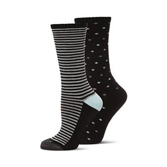 2 Pair Diabetic Dots/stripes Half Cushion Crew Socks