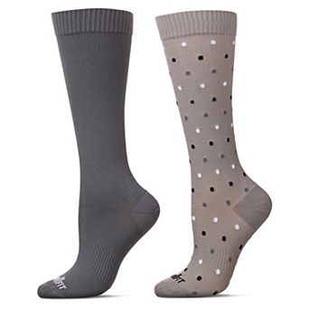 Women's 2 Pair Pack Dotted/ Solid Compression Socks