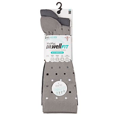 Women's 2 Pair Pack Dotted/ Solid Compression Socks