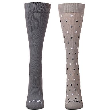 Women's 2 Pair Pack Dotted/ Solid Compression Socks