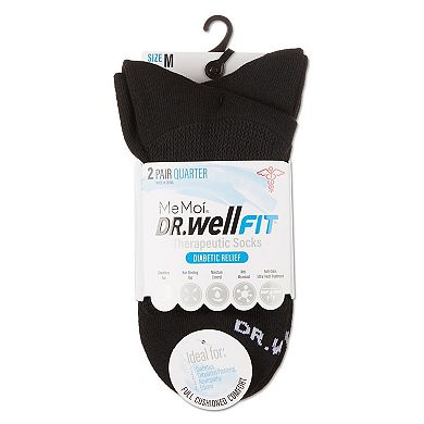 2 Pair Pack Diabetic Full Cushioned Quarter Socks