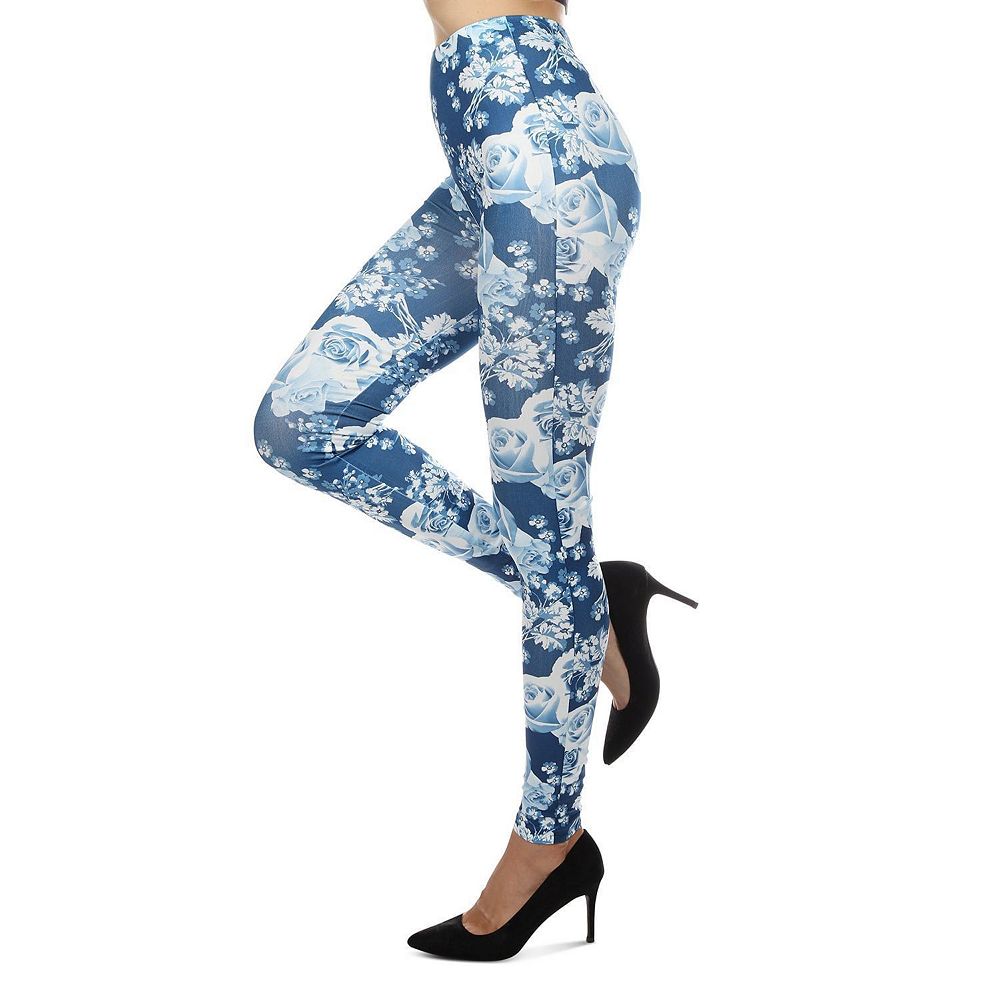 Blue Vintage Floral Print Women's Leggings