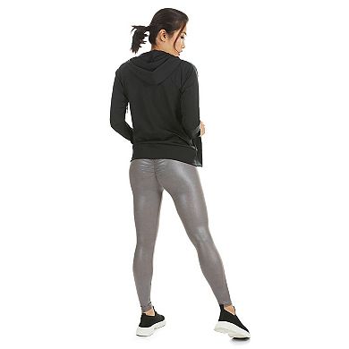 Women's High-waist Metallic Print Scrunch Booty Performance Leggings
