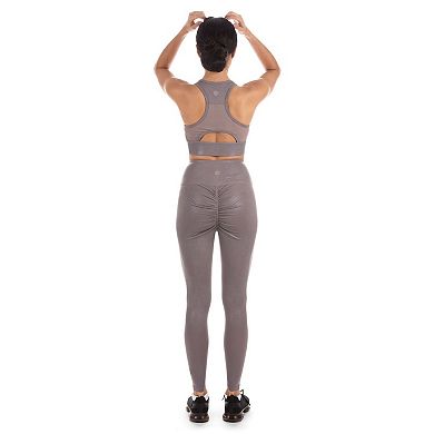 Women's High-waist Metallic Print Scrunch Booty Performance Leggings