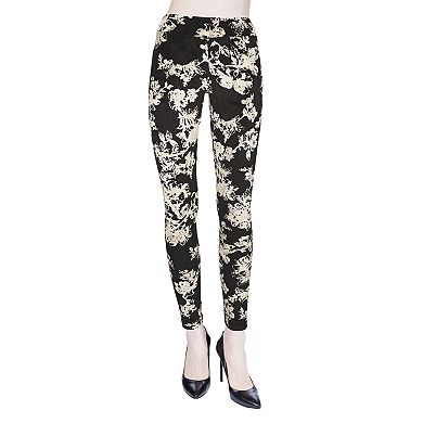 Velvet Abstract Floral Cotton Blend Leggings