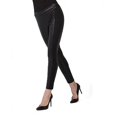 Cobblestone Vegan Leather Side Panel Leggings