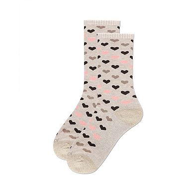 2 Pair Diabetic Heart/stripe Half Cushion Crew Socks