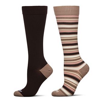 Women's 2 Pair Pack Multi Stripes/ Solid Compression Socks