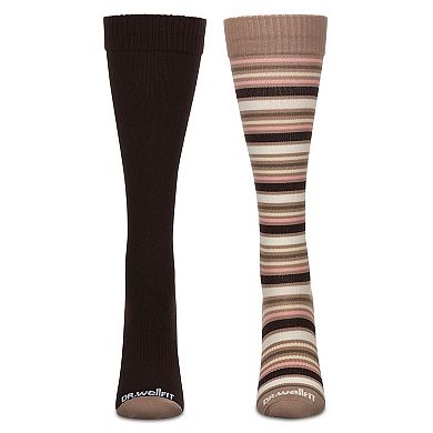 Women's 2 Pair Pack Multi Stripes/ Solid Compression Socks