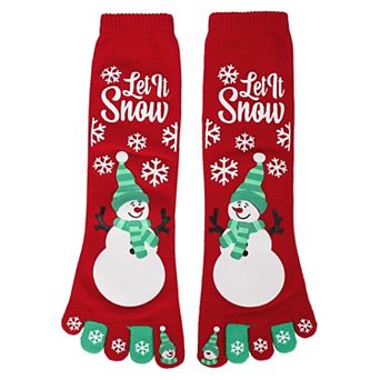 Festive Let It Snow Non-skid Toe Socks