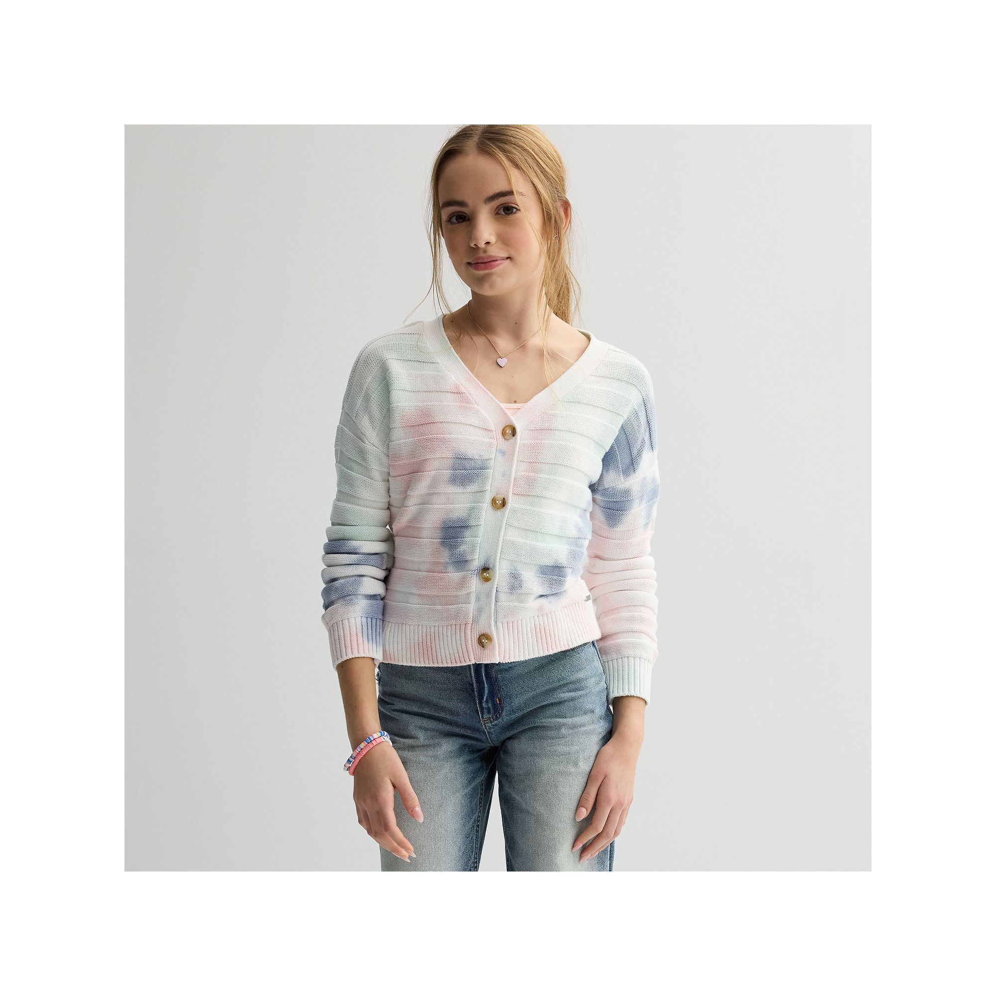 Girls 7-20 Limited Too Tie Dyed Cardigan, Girls, Size: Small, Multi
