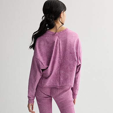 Girls 7-20 Limited Too Washed Ribbed Crewneck