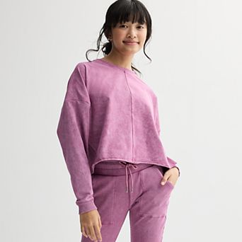 Girls 7-20 Limited Too Washed Ribbed Crewneck