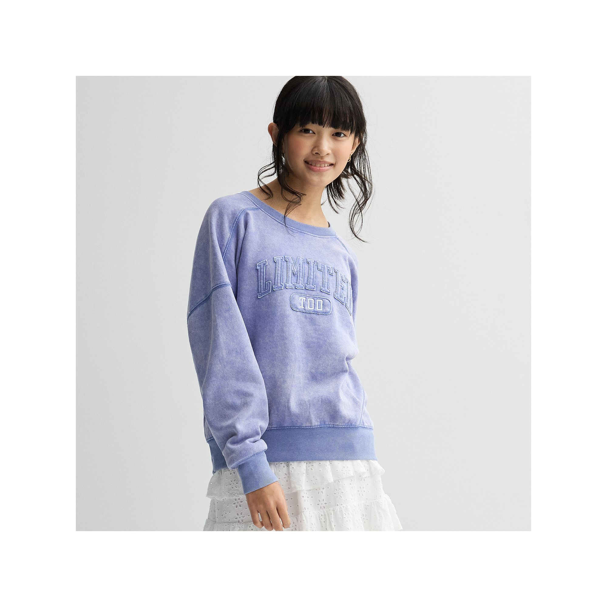 Girls 7-20 Limited Too Washed Crewneck, Girls, Size: Small, Blue