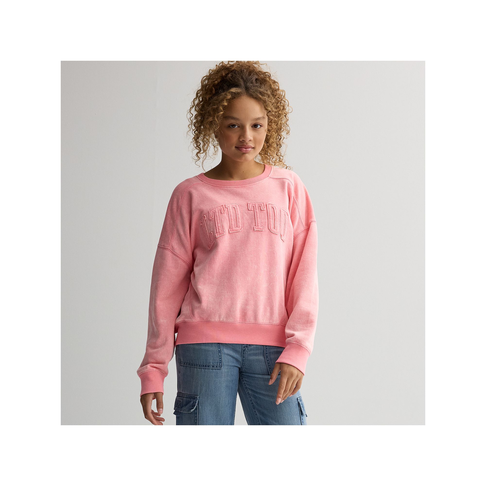 Girls 7-20 Limited Too Washed Crewneck, Girls, Size: Small, Pink