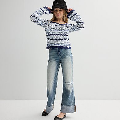 Girls 7-20 Limited Too Crochet Long Sleeve Sweater