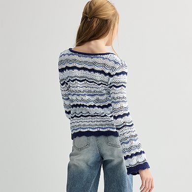 Girls 7-20 Limited Too Crochet Long Sleeve Sweater