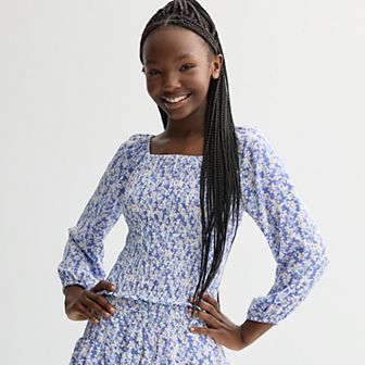 Girls 7-20 Limited Too Smocked Long Sleeve Top
