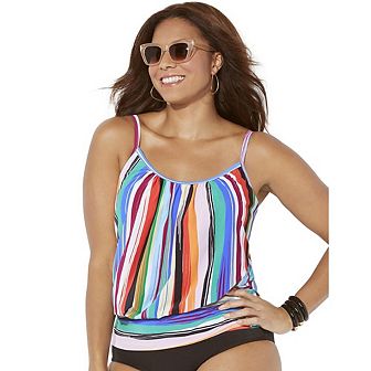 Swimsuits for All Women's Lightweight Scoop Neck Blouson Tankini Top