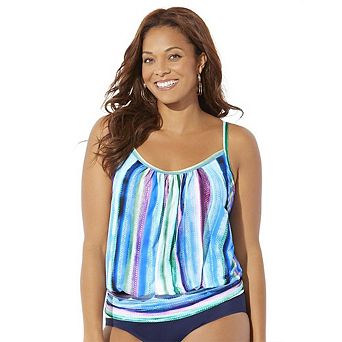 Swimsuits for All Women's Lightweight Scoop Neck Blouson Tankini Top
