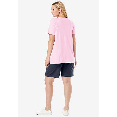 Woman Within Plus Size 2-Piece Knit Tee And Short Set