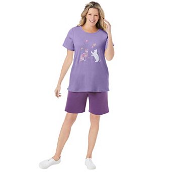 Woman Within Plus Size 2 pc Knit Tee And Short Set