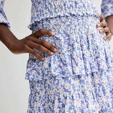 Girls 7-20 Limited Too Smocked Tiered Skort