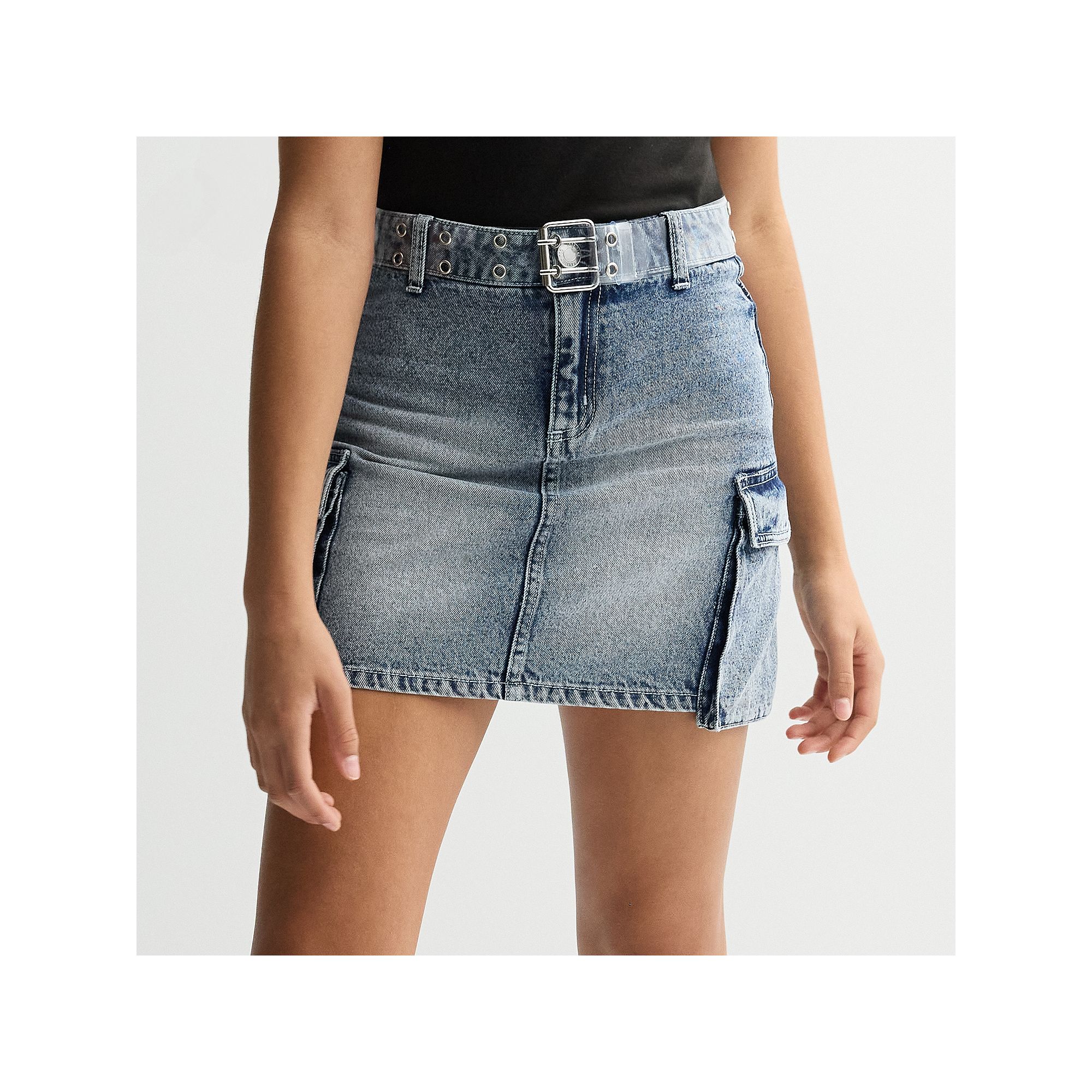 Girls 7-20 Limited Too Cargo Denim Skort, Girls, Medium Blue