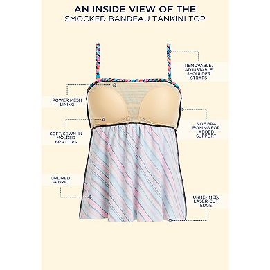 Swimsuits for All Women's Smocked Bandeau Tankini Top