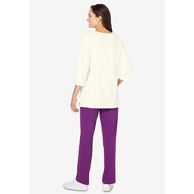 Woman Within Plus Size Floral Tee And Pant Set