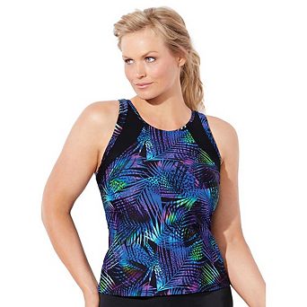 Swimsuits for All Women's Chlorine Resistant High Neck Racerback Tankini Top