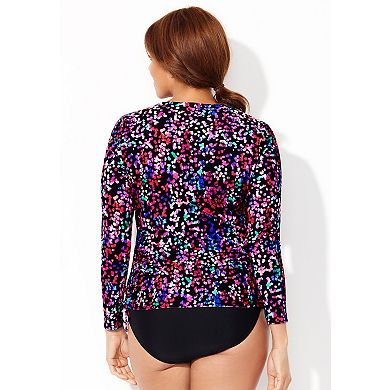 Swimsuits for All Women's Chlorine Resistant Side-Tie Long Sleeve Swim Shirt Rash Guard