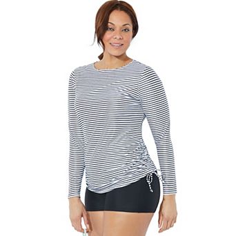 Swimsuits for All Women's Chlorine Resistant Side-Tie Long Sleeve Swim Shirt Rash Guard