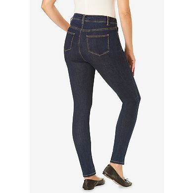 Woman Within Plus Size Petite Slim-Leg Stretch Comfort Denim Five-Pocket Jeans