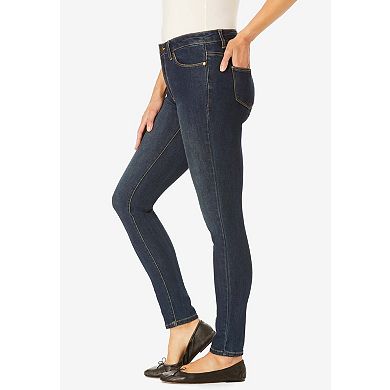 Woman Within Plus Size Petite Slim-Leg Stretch Comfort Denim Five-Pocket Jeans