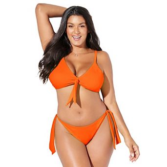 Swimsuits for All Women's Mentor Tie Front Bikini Top