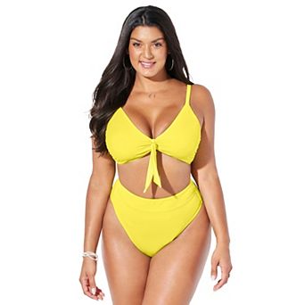 Swimsuits for All Women's Mentor Tie Front Bikini Top