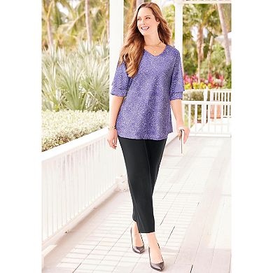 Catherines Women's Plus Size Petite Crepe Knit Pull-On Pant