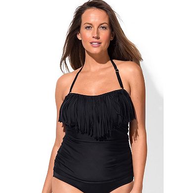 Swimsuits For All Women's Plus Size Fringe Bandeau Tankini Top