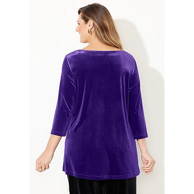 Catherines Women's Plus Size Anywear Velvet V-Neck Tunic