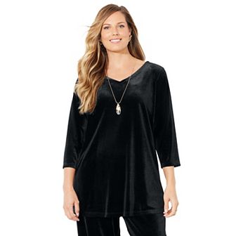 Catherines Women's Plus Size Anywear Velvet V-neck Tunic
