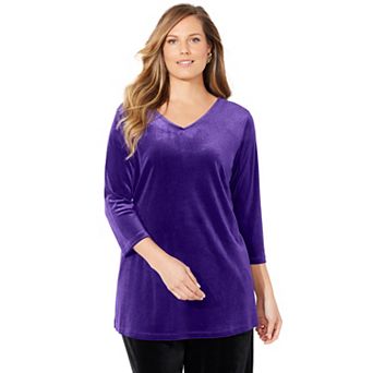 Catherines Women's Plus Size Anywear Velvet V-Neck Tunic