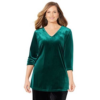 Catherines Women's Plus Size Anywear Velvet V-Neck Tunic