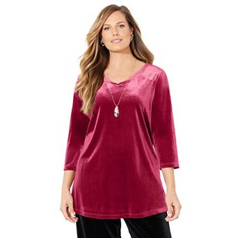 Catherines Women's Plus Size Anywear Velvet V-Neck Tunic