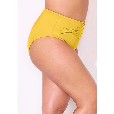 Swimsuits for All Women's Side Knot Drape Overlay High Waist Swim Brief