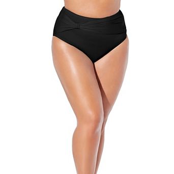 Swimsuits for All Women's Side Knot Drape Overlay High Waist Bikini Brief