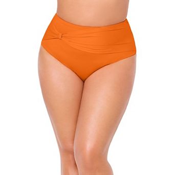 Swimsuits for All Women's Side Knot Drape Overlay High Waist Bikini Brief