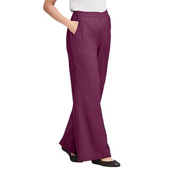 Woman Within Plus Size Perfect Elastic-Waist Wide-Leg All-Cotton Pull-On Denim Jeans